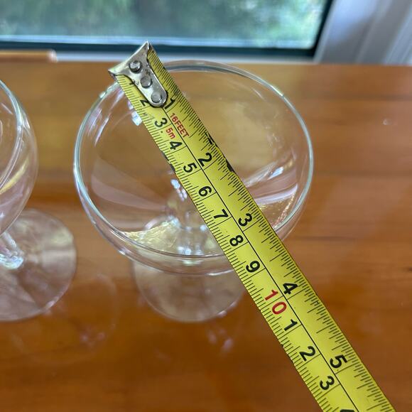 Vintage Coupe Glasses Set of 2 – Clear Stemmed Cocktail or Champagne Glasses - Picture 10 of 11